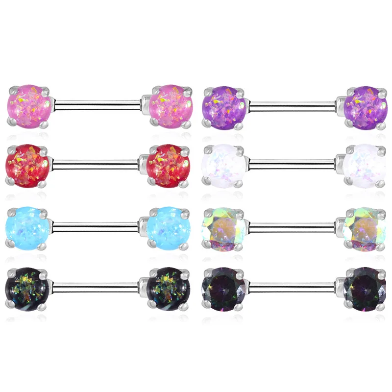 

Wholesale Sexy 316L Colorful Stone Nipple Barbell Jewelry Nipple Piercing Rings