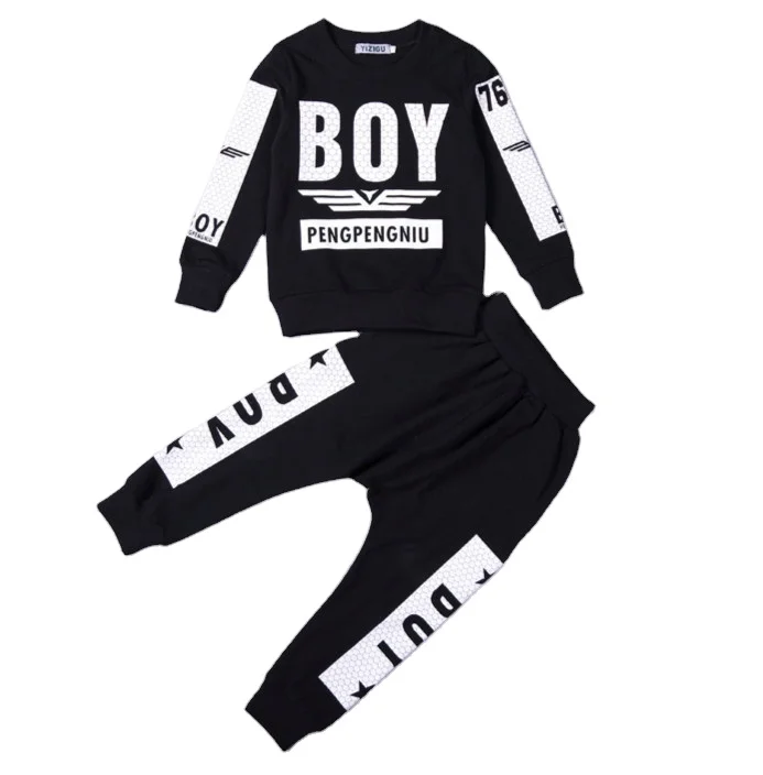 

2020 kids hip hop cool black hoodie set