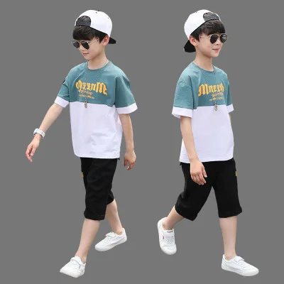 

New fashion loose short sleeve two-piece boy suit