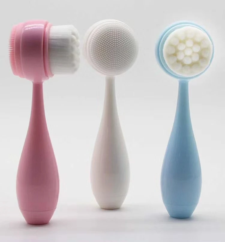 3D cheap Double Side Portable Silicone Facial Cleansing Brush hot sale factory wholesaler