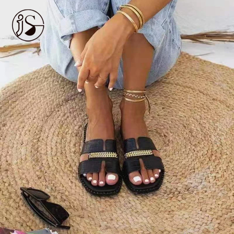 

2021 fashion dazzling sandals for women European and American flat bottom women sandals 2021 casual comfort women sandals, Customized color