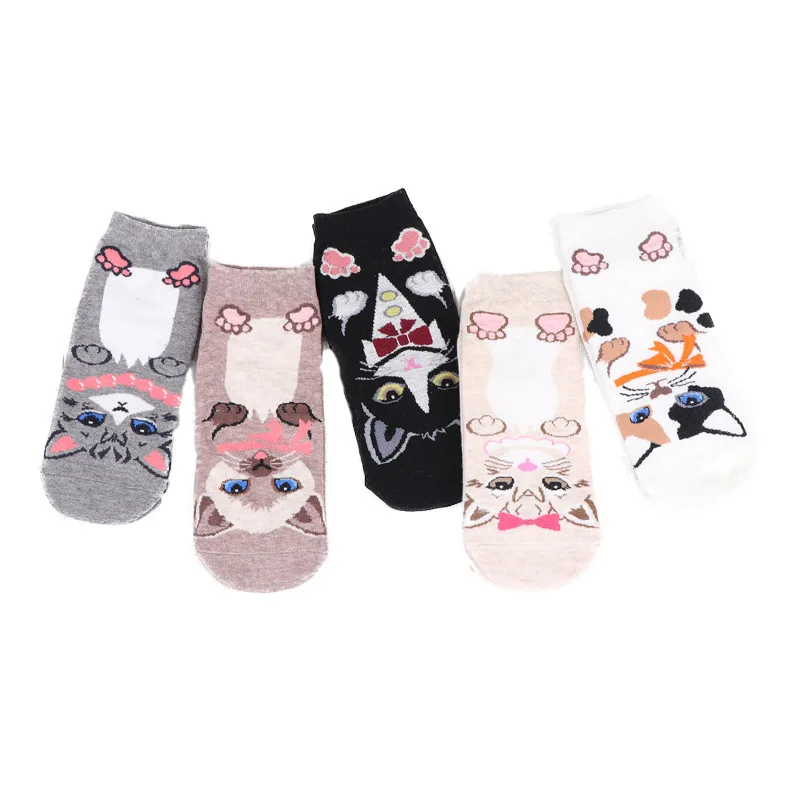 

JY641 spring and autumn funny cartoon cat women socks short tube lady socks