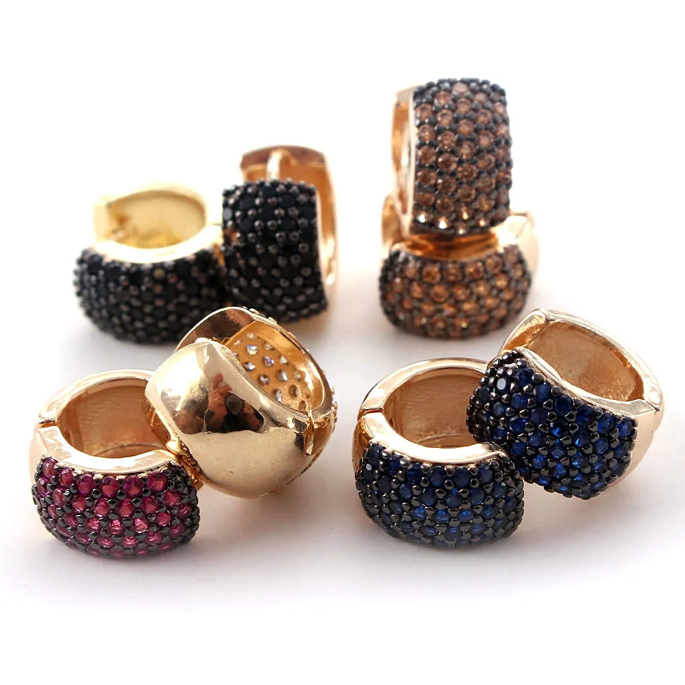 

MHS.SUN Colorful Zircon Circle Hoop Earrings Jewelry High Quality CZ Round Earrings For Women Girls Party Gifts, Gold