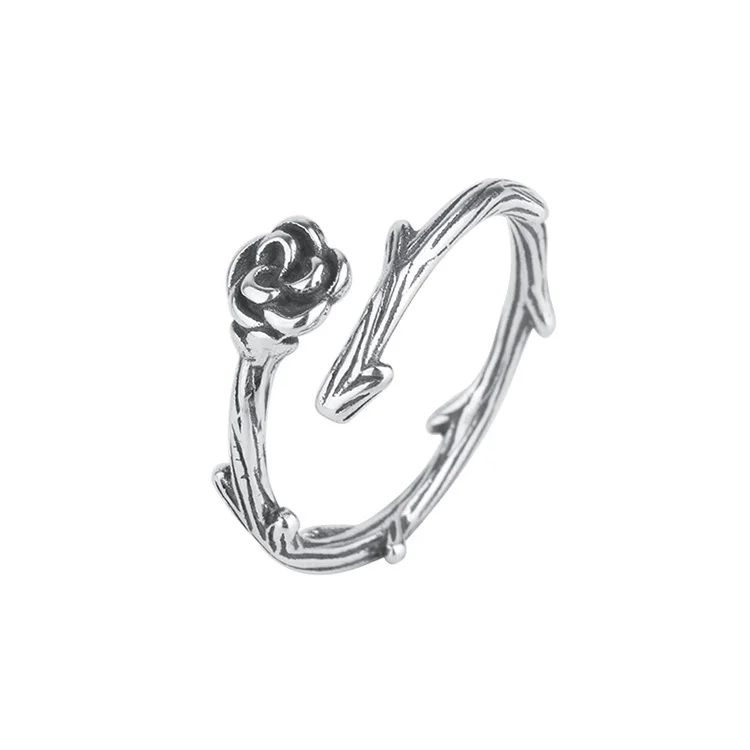 

Korean style jewelry designer 925 sterling silver vintage rose flower women rings, Customized color acceptable