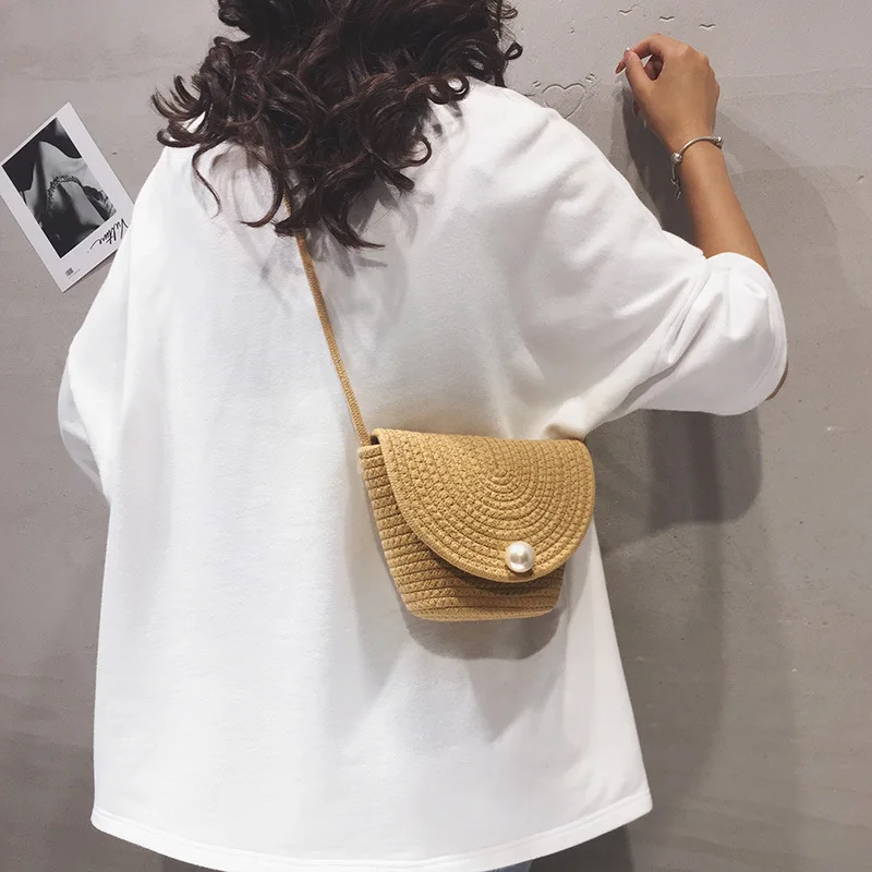 

rattan fabric weave beach holiday woven one shoulder cross slung bag