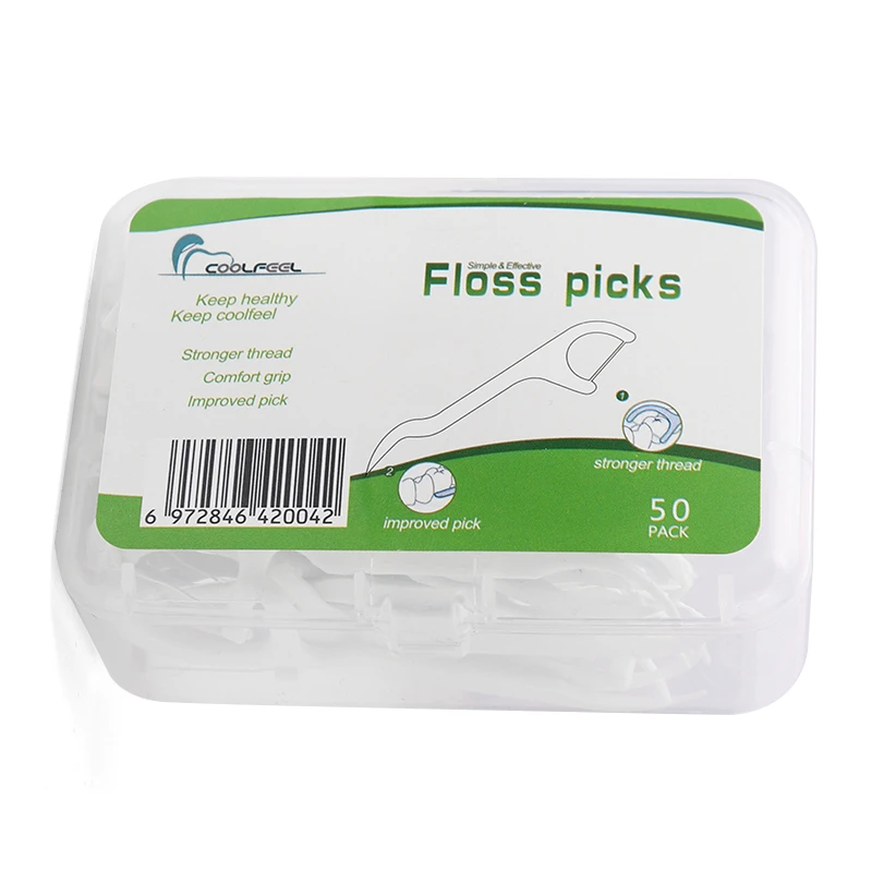 

Natural 50 psc pp box package long handle ce flosser dental floss pick flosser, Customized color