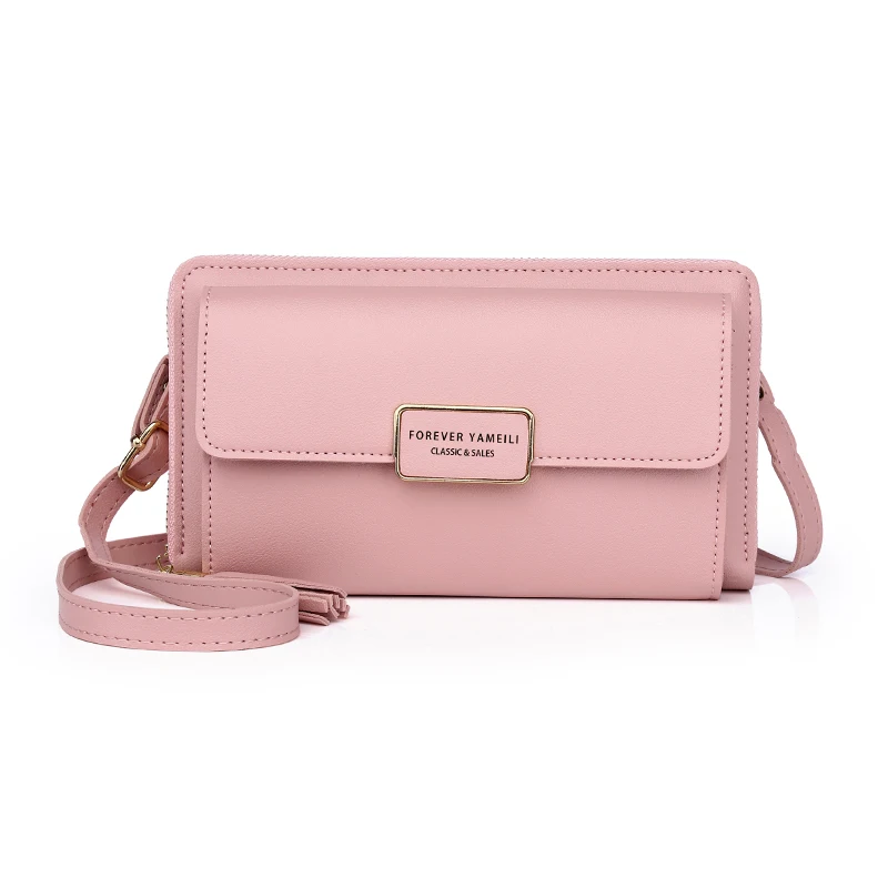 

New arrival pure color pattern small cell phone leather shoulder fashion handbag