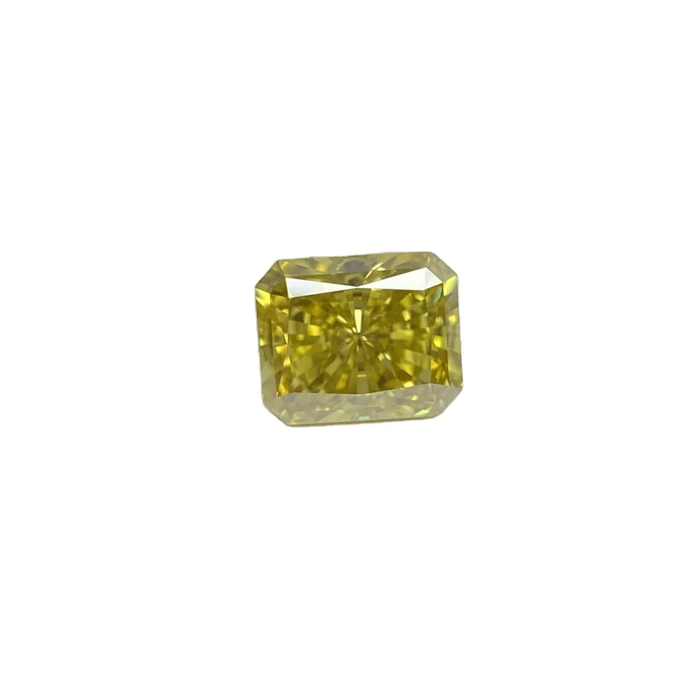 

HQ GMES Fancy vivid yellow moissanite diamond 8x10mm yellow moissanite 4CT Radiant cut use for jewelry