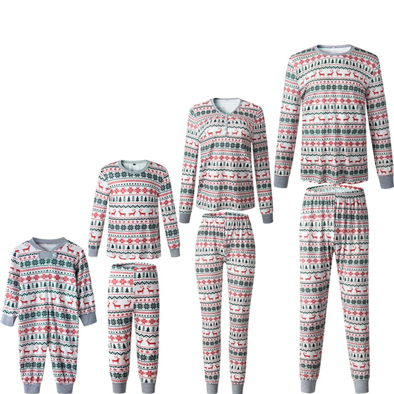 

Wholesale Family Cotton Xmas Pajama Sets Custom Print Men Women Kids Baby Matching Clothing Christmas Pajamas, Customized color
