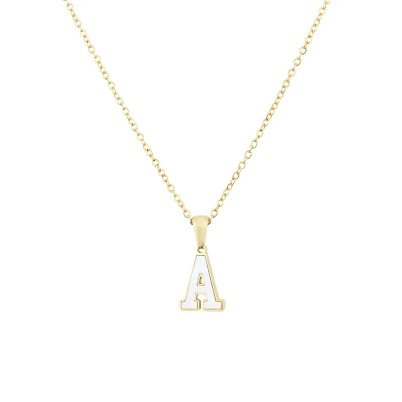 

Gold Plated Stainless Steel Initial Pendant Letter Necklace Chain Crystal Personalized Titanium steel Initial Necklace