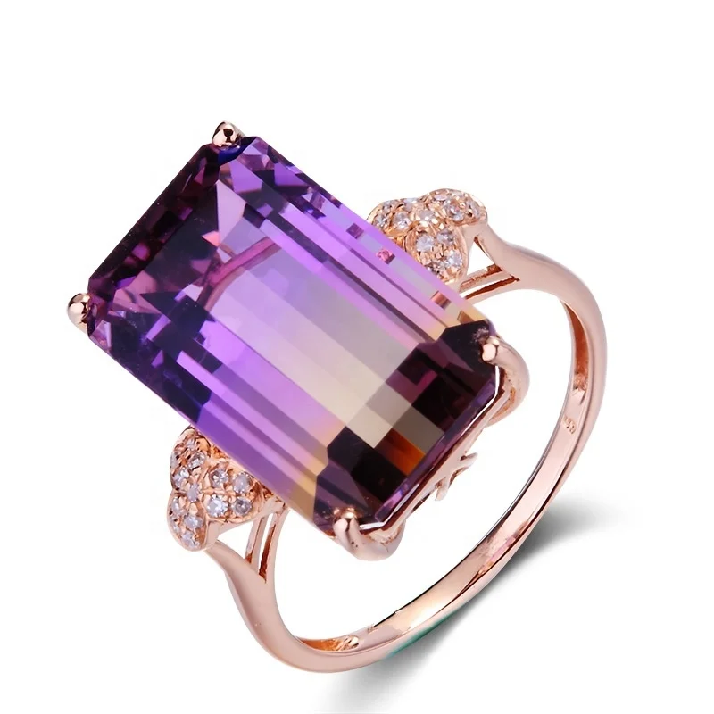 

Luxury Women Jewelry Rose Gold Plated Colorful Tourmaline Ring as Gift