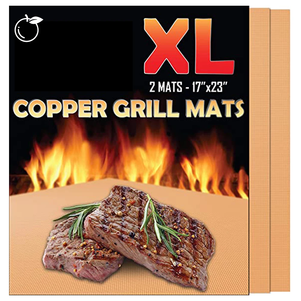 

OEM Customized Size Logo Nonstick Grill Mat Food Grade Red BBQ Copper Grill Mat Cooking Sheet, Any colors, like black, brown, copper, silver