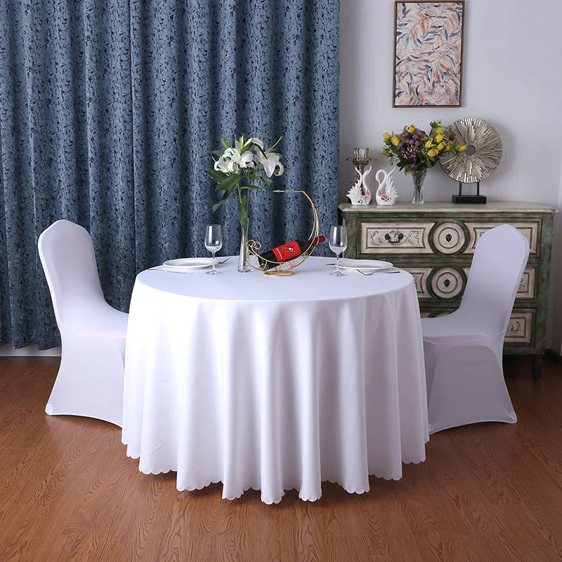 

Round White Tablecloths for Circular Table Cover in Washable Polyester Great for Buffet Table Parties Holiday Dinner & More