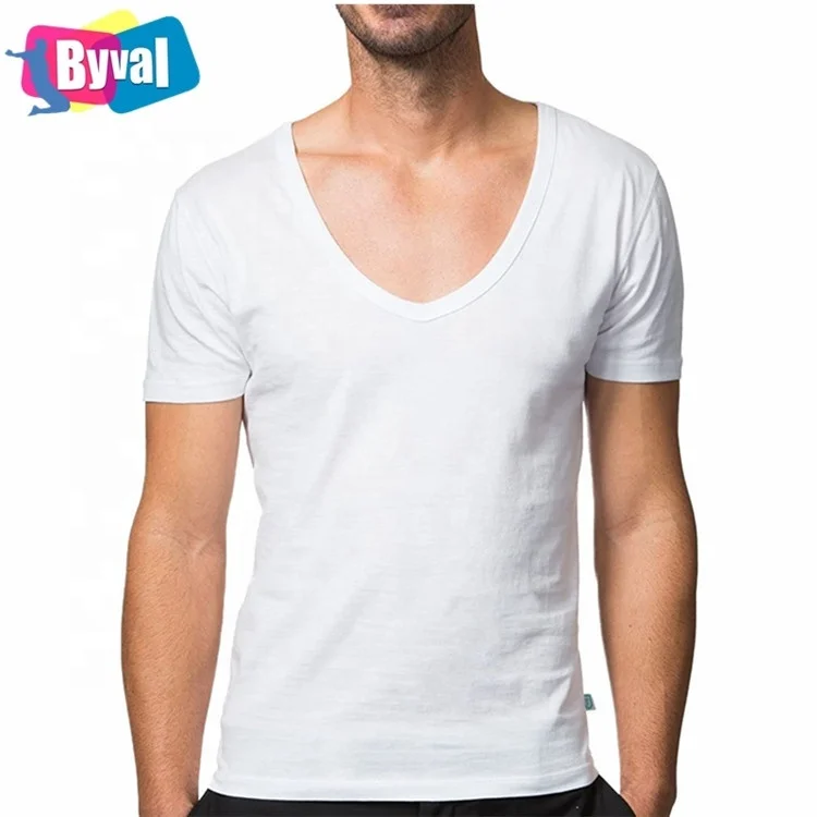 

wholesale blanks promotional white sports printed plain V-neck t shirts blank custom men oversized logo t shirt custom