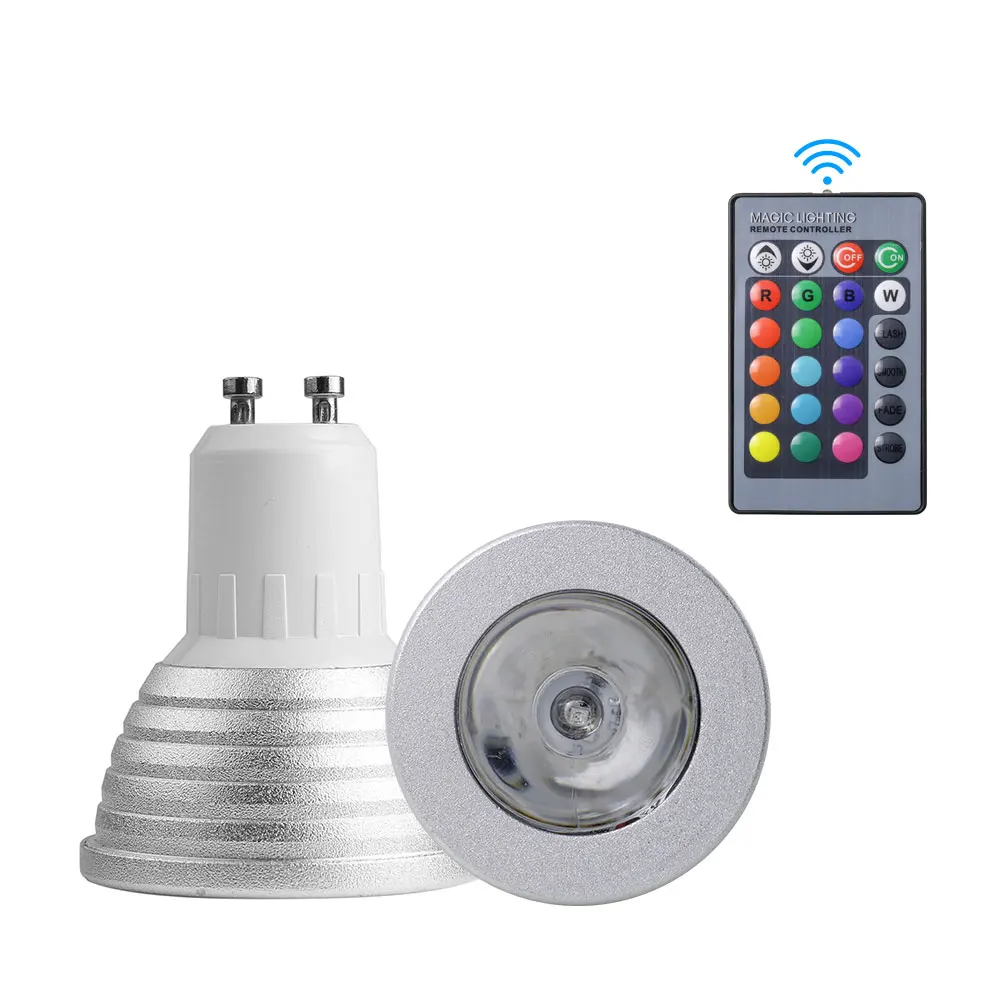 IR 24 key Remote Control Dimmable Adjustable LED Lamp 3W 5W GU10 RGBW Spotlight