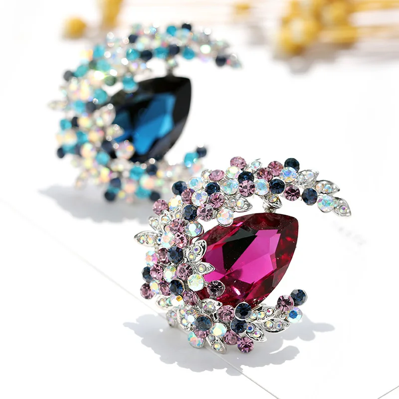 

Fashion Colorful Gifts Channel Brooches Necklace Sets Rhinestone Crystal Brooch For Girls