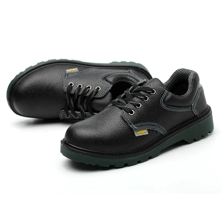 

Safety Shoes Wholesale PU Polyurethane Cowhide Iron Toe Iron Plate Anti-puncture Labor Protection Shoes, Black