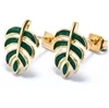 New maple leaves colorful rhinestone Unusual letter shape matched great circle enamel around stainless steel jewelry earring