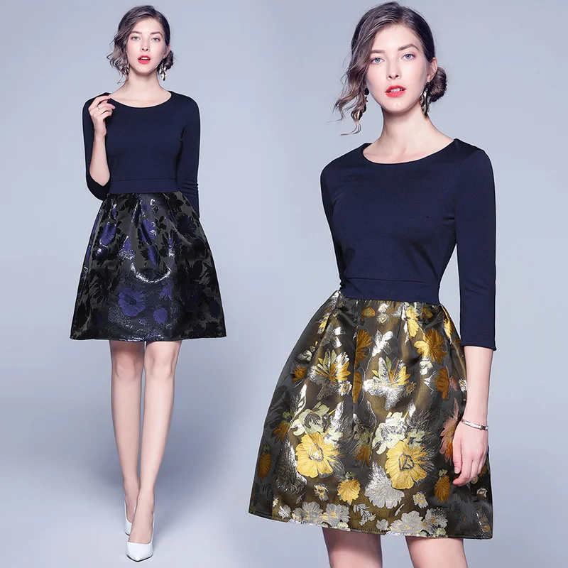 New Arrival Wholesale Price Western Style High End Jacquard Patchwork Womens Clothing New Model Best Casual Dresses Buy Casual Dresses Casual Dresses Casual Dresses Product On Alibaba Com