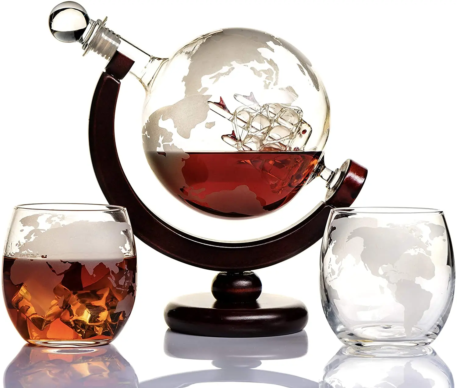 

Creative world map round whiskey glass cup