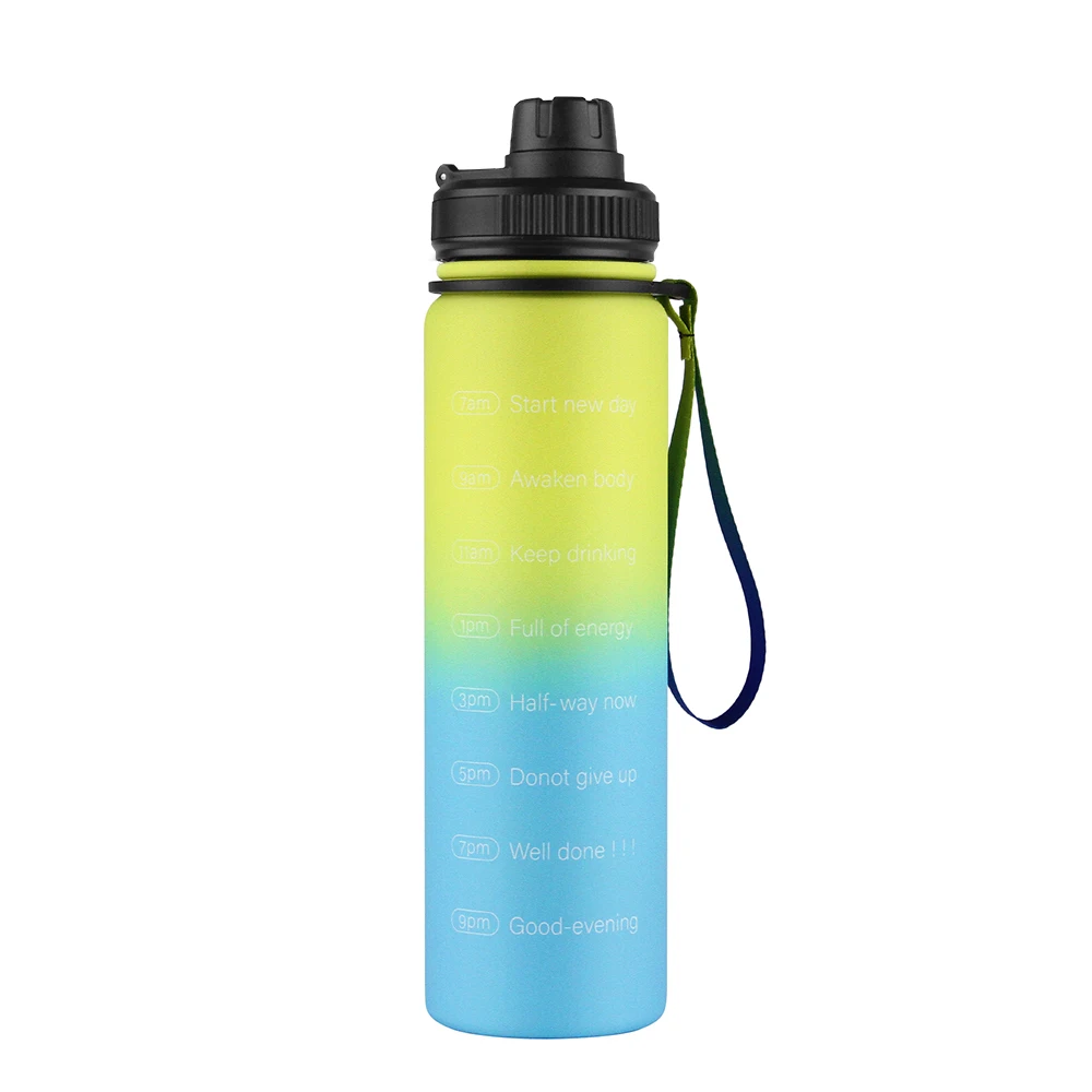 

Color Changing Leakproof 32oz/1L Motivational Single Wall Stainless Steel Straight Cup Sport Gym Water Bottles with Time Marker, Customized color