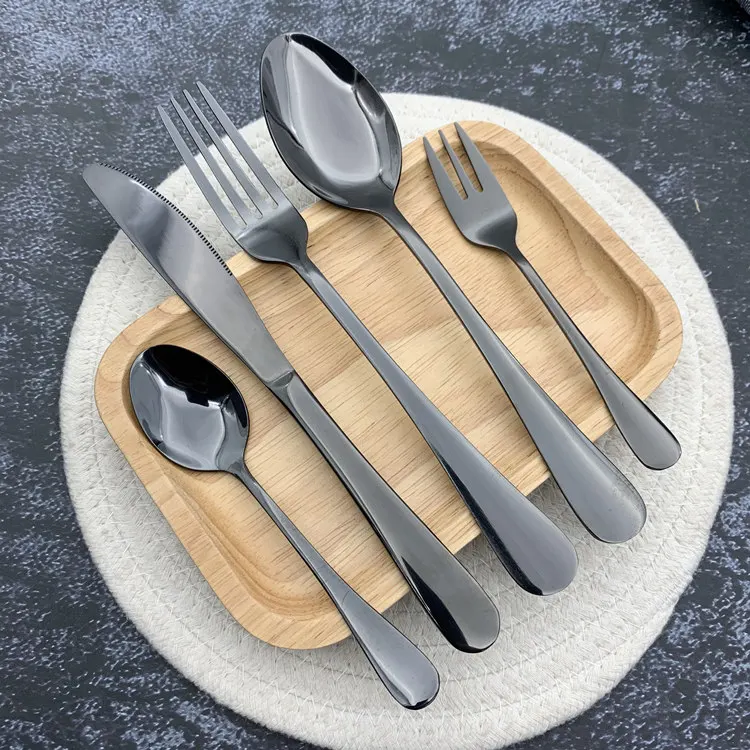 

innovation trend 2021 stainless steel black gold flatware stainless spoons knife and forks cutlery set