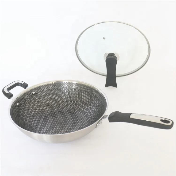 

Big 40cm 304 stainless steel woks non stick wok with insulation hanle for hotel restaurant