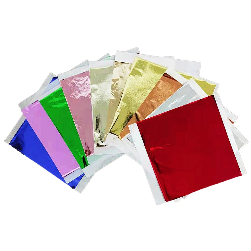 14 X 14 cm 100 Sheets High Brilliant Imitation Gold Leaf Sheet for Arts Gilding Crafting Decoration Alloy Gold Foil Leaf Sheet