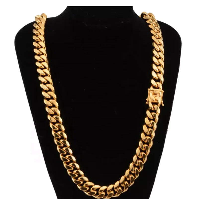 

Hot Selling Heavy Gold Chain Cuban 14k gold cuban link chain, 14 k gold