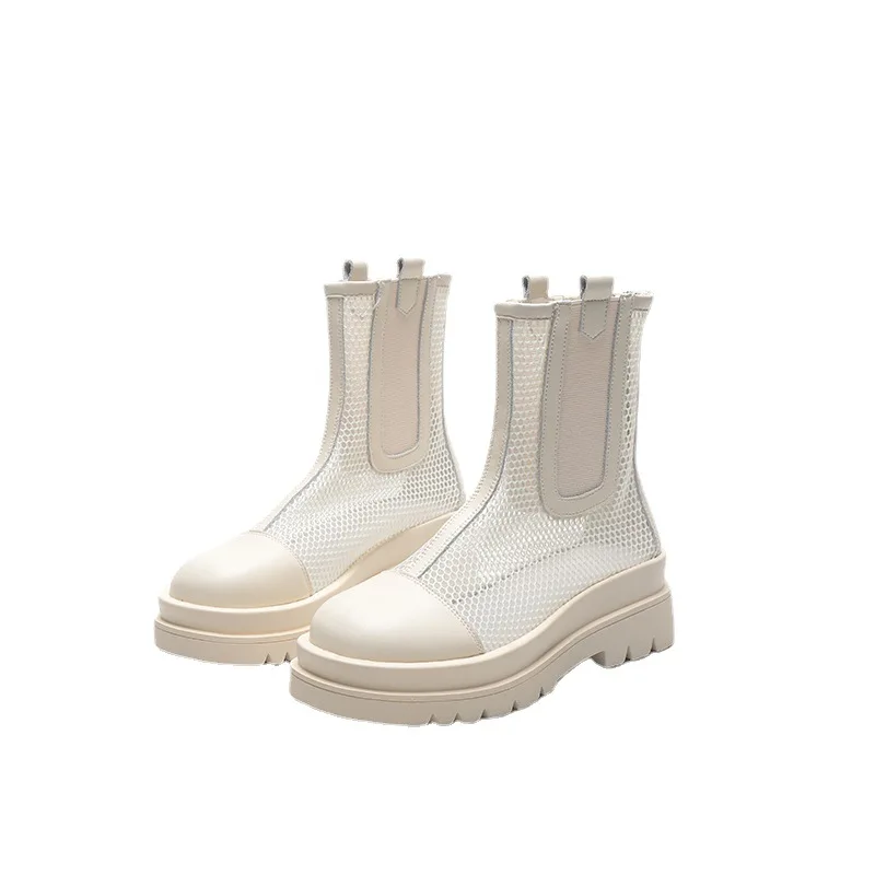 

B13486A New summer 2021 breathable mesh thick shoes women's ankle hollow boots