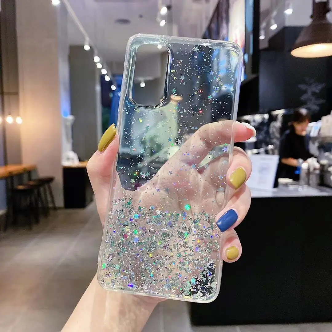 

Bling Star Glitter Soft TPU Phone Cases Shine Transparent Cover For Samung A02 A32 A52 S21 Note20 Case