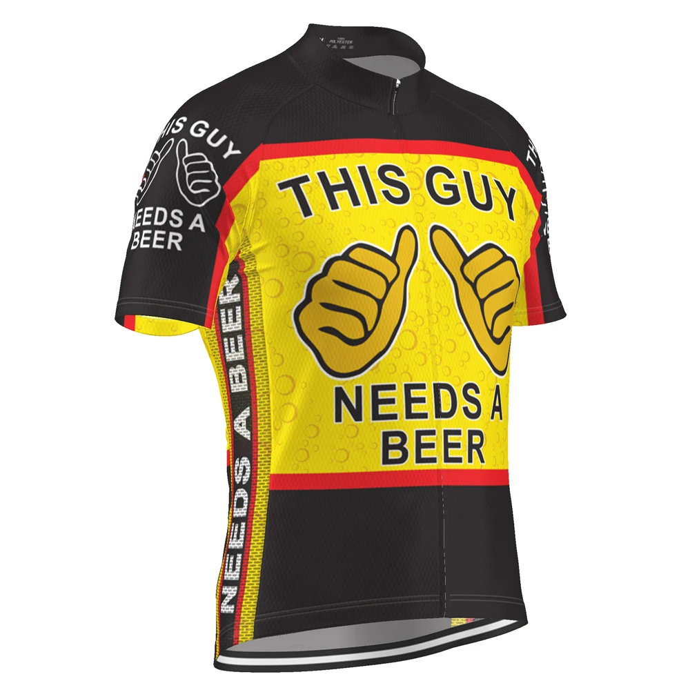 

HIRBGOD Men Short Sleeve Cycling Jersey Personality Fist Print Cycling Clothing This Guy Needs A Beer Bike Shirt Tops,TYZ101-01