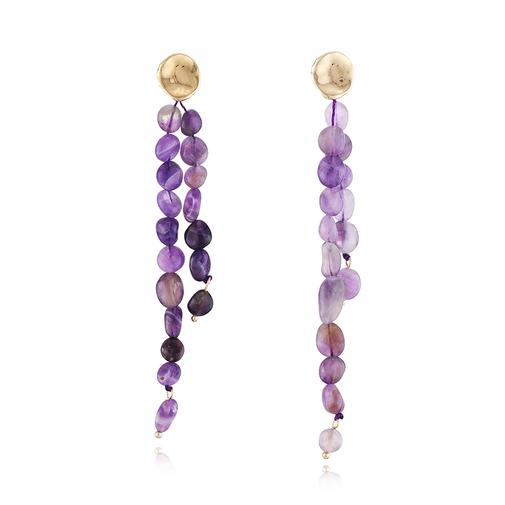 

High quality nature stone antique style purple earring, Gold