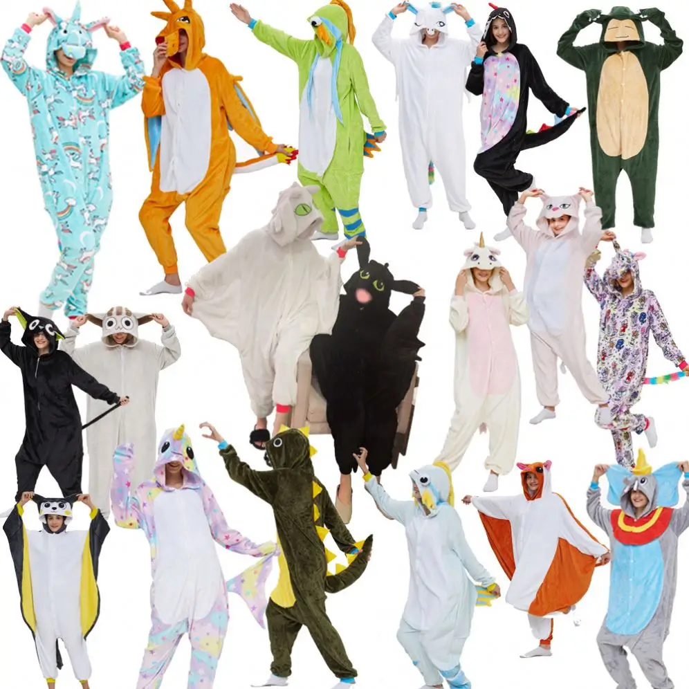 

Wholesale new Winter Kids Flannel Unicorn Pajamas Girls Cartoon Animal Onesie Sleep Pajamas Wholesale, Customized color