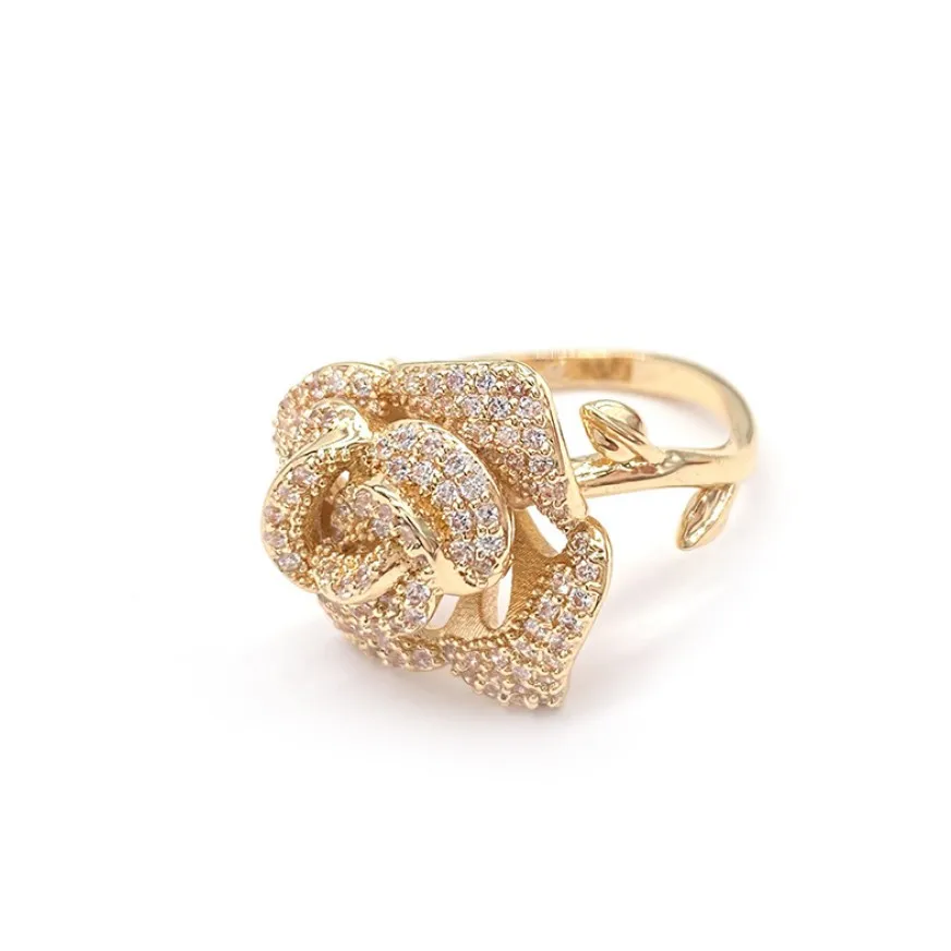 

The New Design Zircon 18K Gold Plated Rings women ring Flower Rings For Gift