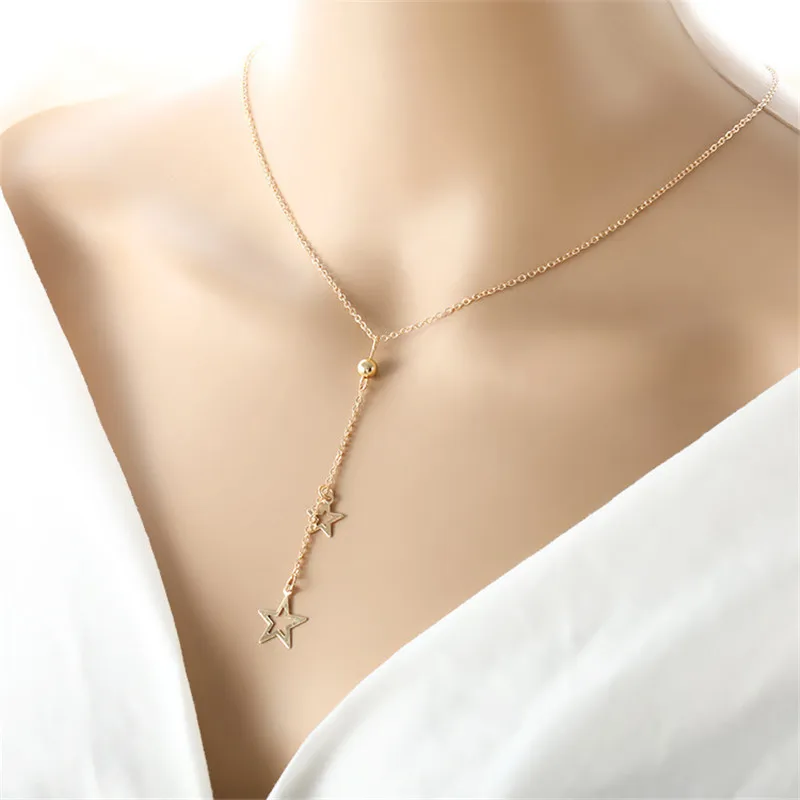 

JuHu Star Bohemian Style Chain Collar Collar Lady Gold Long Necklace