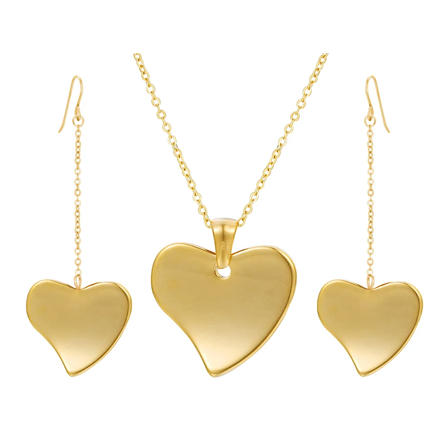 

S-411 Xuping Wholesale Best Selling Brand fashion stainless steel 24k gold dubai heart shape jewelry set, 24k gold color