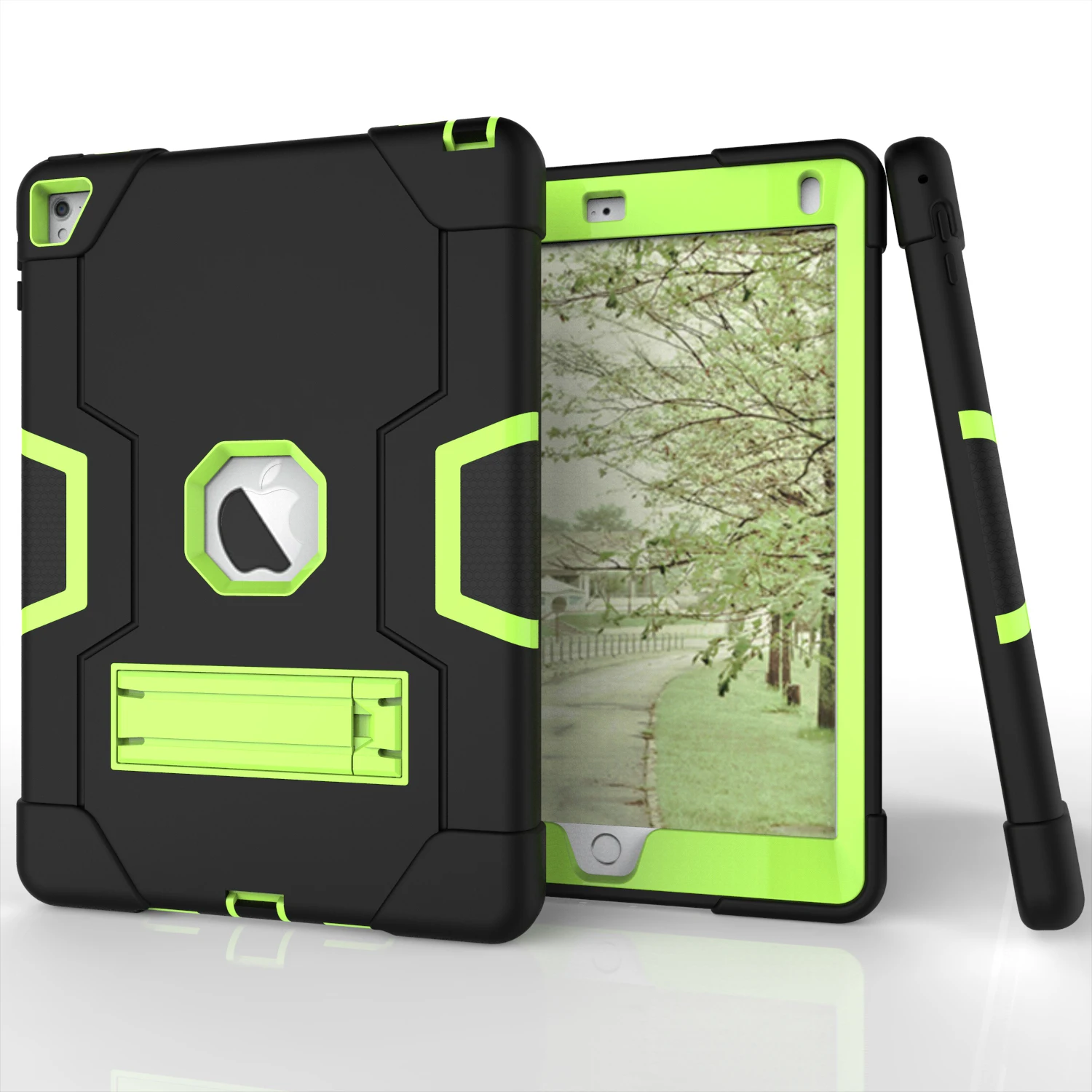 

Heavy Duty Tablet Case For iPad Air 2 / Pro 9.7 inch Rugged Impact Hybrid Armor Silicone Plastic Kickstand Shockproof Cover