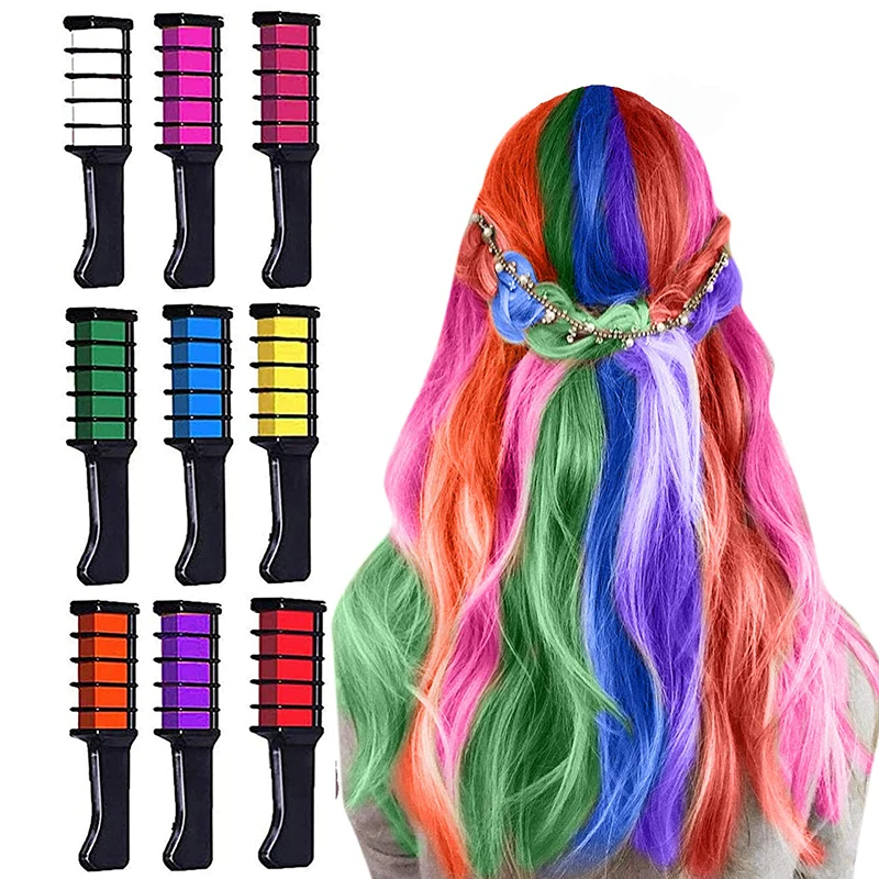 

Halloween christmas Hair Chalk Comb Hair Dye Comb Color Set Temporary Disposable Hair Dyeing Comb, 10 colors