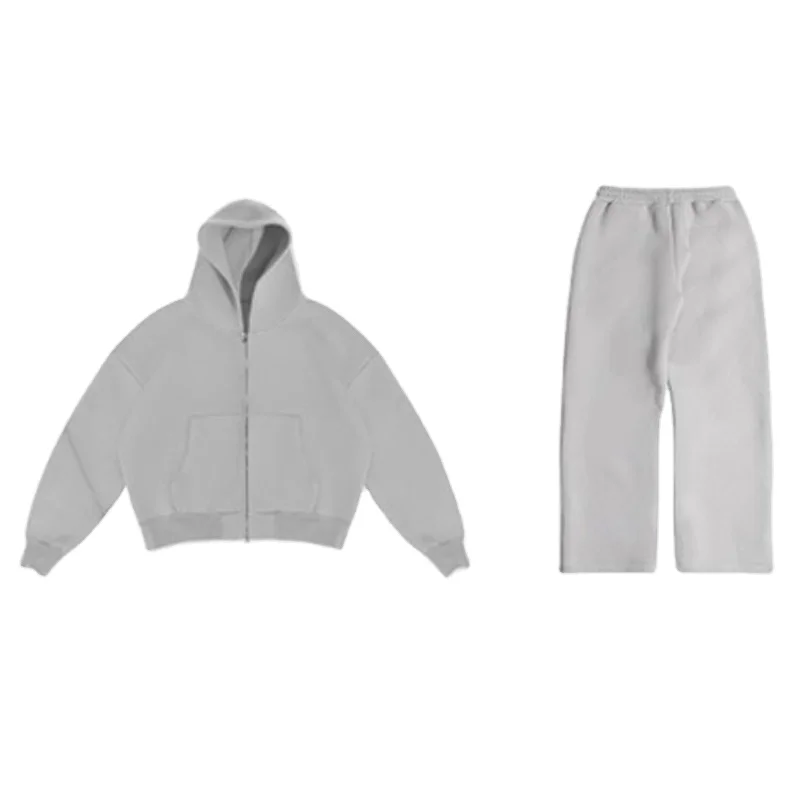 S-2XL Solid Color Hoodie Y2K Hooded Long Sleeve Pullover Top Punk Street Retro Kpop Hip-hop Clothes Men Clothing Sweatr Pant Set