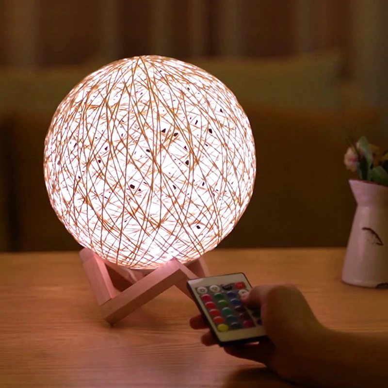 Novelty USB Bed Lamp LED Ambient Smart baby kids  Rattan 3D star projector moon lamp led night lights