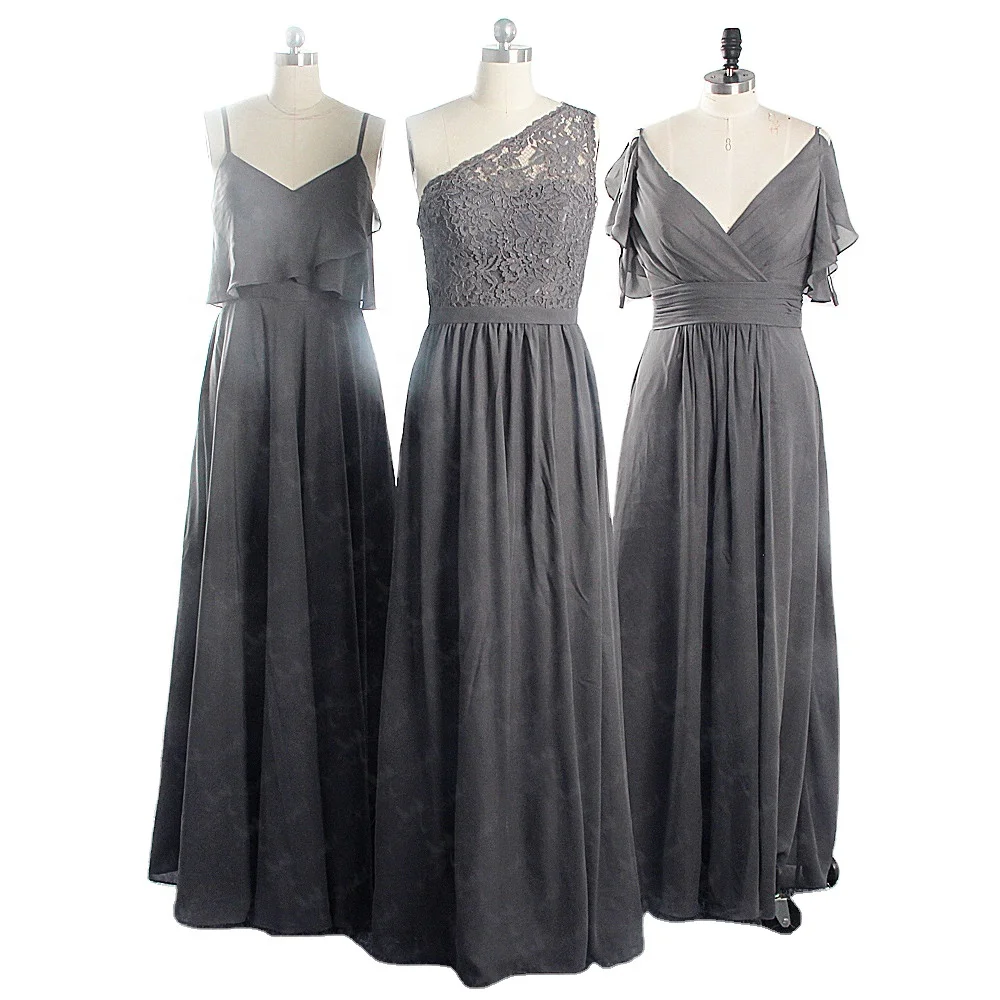 

RSE921 Wholesale Customized Yiaibridal Real Photo Robes Gray Long Bridesmaid Dresses Chiffon, Customer made