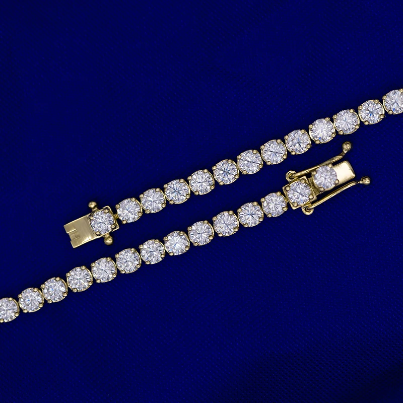 

Luxury 3mm 18" 20" 10K Yellow Gold Tennis Necklace Jewelry Moissanite Tennis Chain