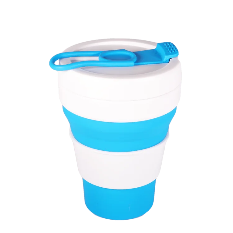 

Portable Folding 12oz collapsible 350ml Good Quality Foldable Silicone Travel Coffee Cup, Customized color