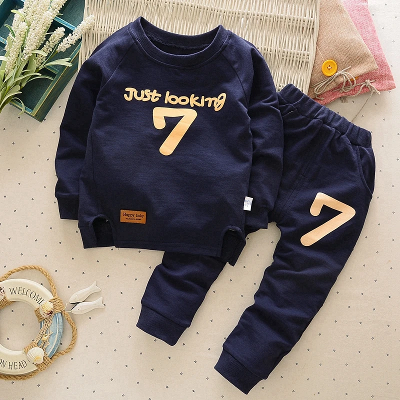 

Spring Autumn Children Boys Girls Clothing Cotton Long Sleeve Letter Sets Kids Clothes Tracksuit Baby T-Shirt Pants 2 Pcs/Suit