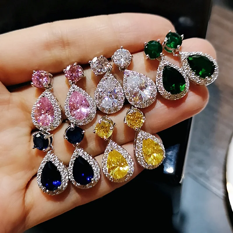 

5 Color Water Drop Zircon Gift Wedding Earrings Crystal Earrings for Women