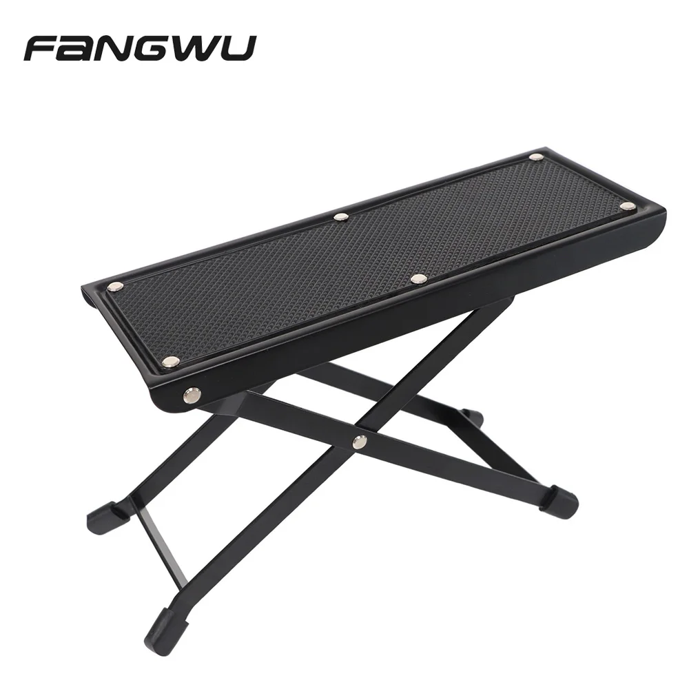 

Adjustable Classical Metal Folding Guitar Footstool with 4 Levels Height Anti-Slip Stand Foot Stool Rest Footboard, Black