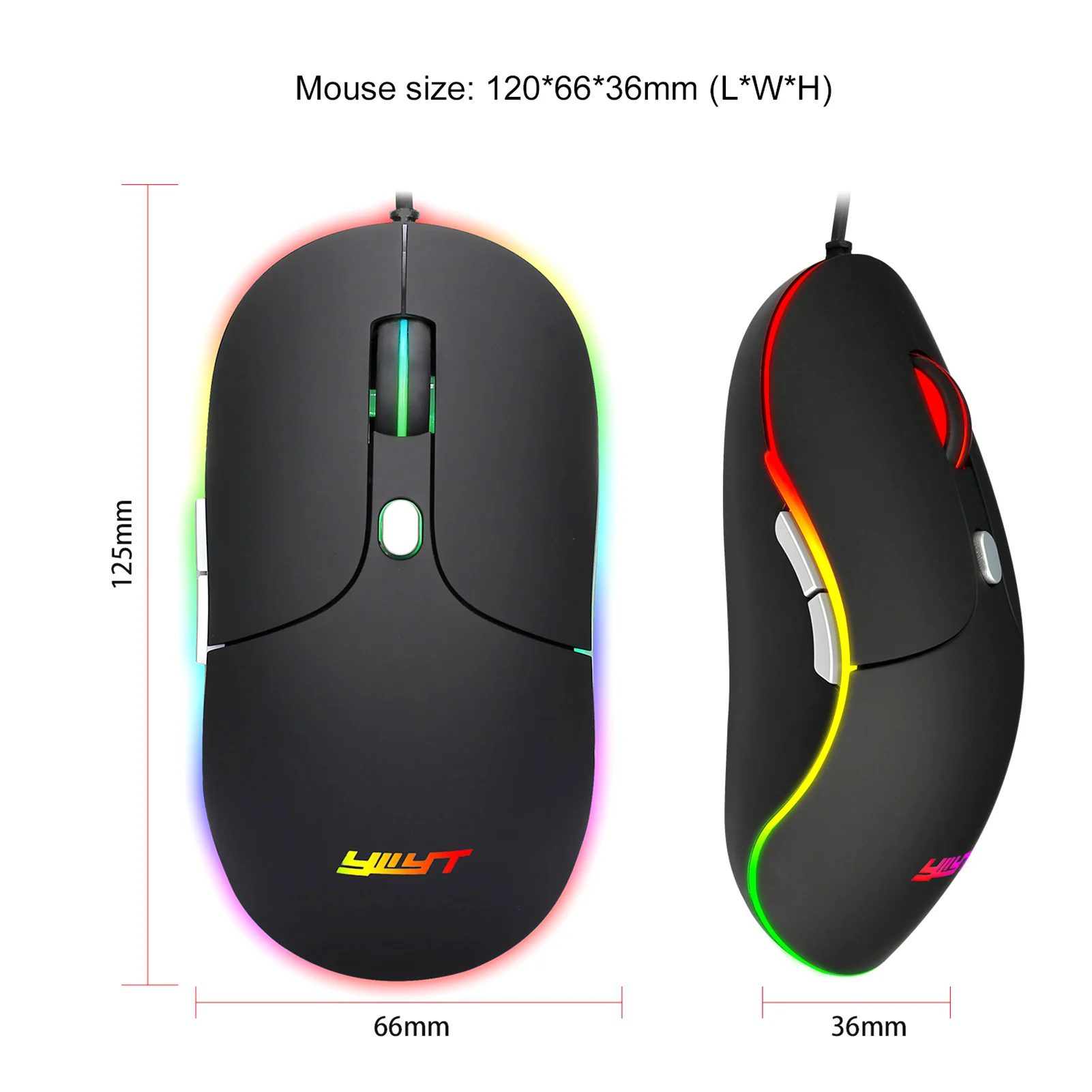 

Colorful RGB YWYT G854 Wired OpticalGaming Mouse 6 Button 4-level Adjustable DPI Ergonomic Design Office Mouse