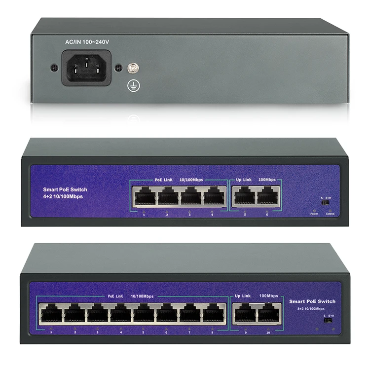 

48V Network POE Switch With 4/8 Ports IEEE 802.3 af/at Over Ethernet IP Camera CCTV Camera System