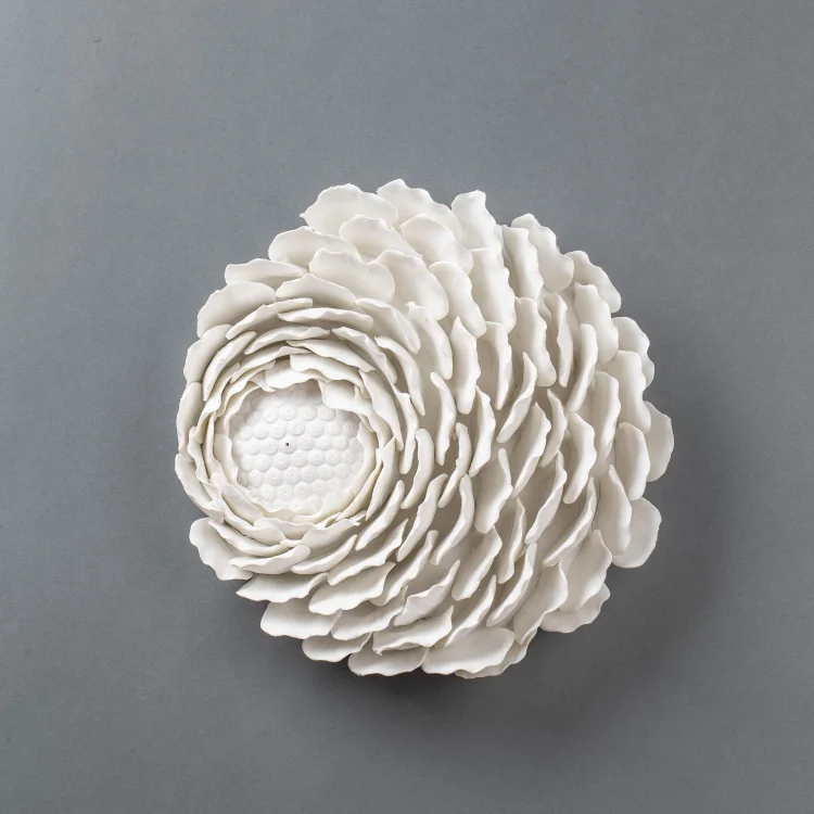 

3D Ceramic Flower Luxury Interior Restaurant Home Wall Decorations Ceramic Wall Art Home Decor, Customized color